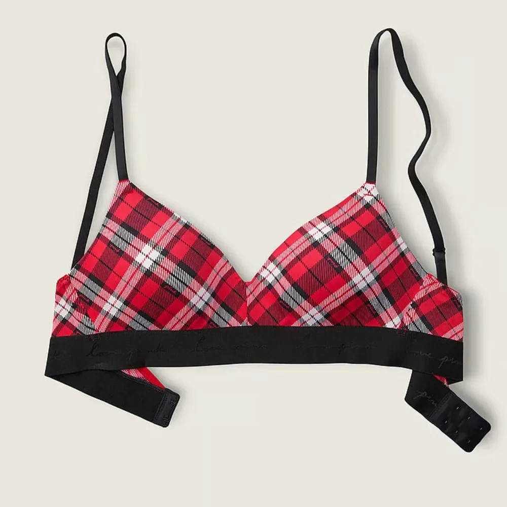 NWT VS Pink Wear Everywhere Wireless Lightly-Lined Plaid Bra - Picture 4 of 9